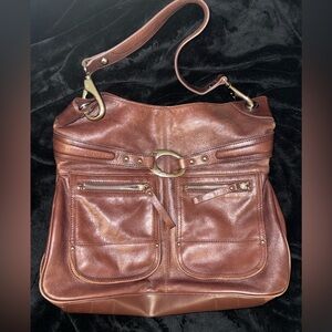 Anne Klein, 100% leather vintage handbag chocolate brown